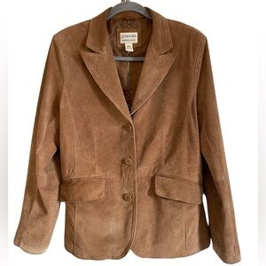 St. John’s Bay Tan Suede 3 Button Vintage Y2K Jacket, Size Large